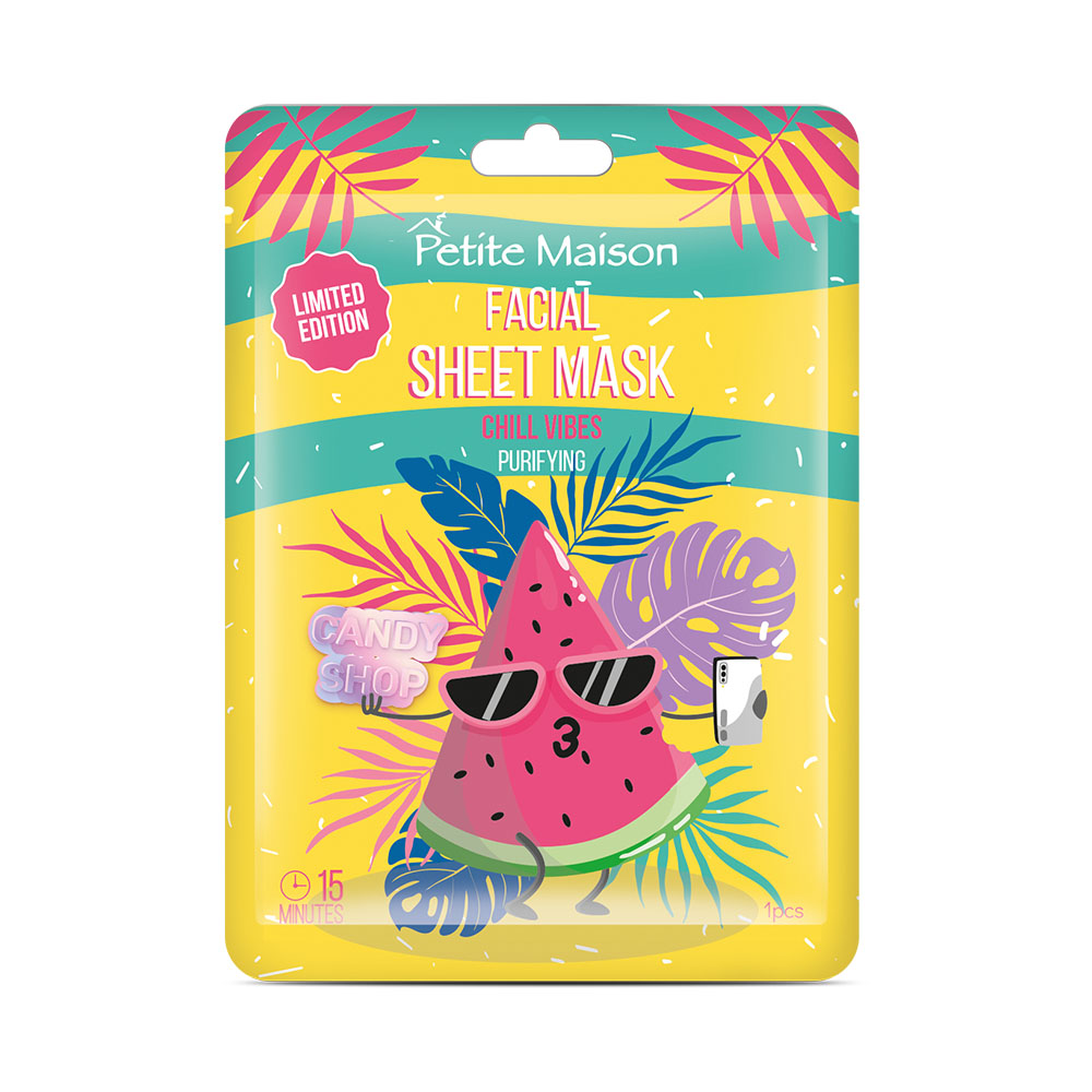 PETITE MAISON valomoji lakštinė veido kaukė PURIFYING CHILL VIBES FACIAL SHEET MASK