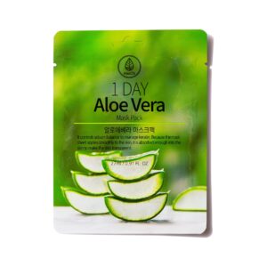 MEDB lakštinė veido kaukė su alaviju 1 DAY ALOE VERA, 27g