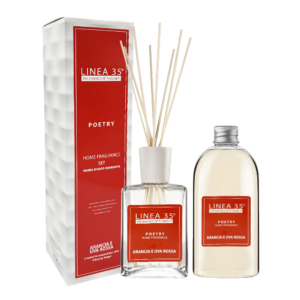 LINEA 35 namų kvapų difuzoriaus ir papildymo rinkinys ARANCIA E UVA ROSSA, 500ml + 500ml
