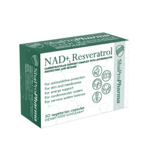 SHAPROPHARMA maisto papildas NAD+, RESVERATROL, 30,7g (30 kapsulių)
