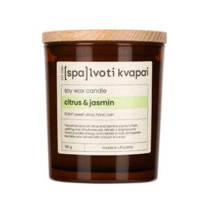 SPALVOTI KVAPAI sojų vaško žvakė CITRUS & JASMIN, 180g