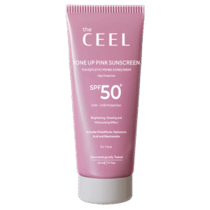 THE CEEL odos atspalvį suvienodinantis apsauginis veido kremas nuo saulės TONE UP PINK SUNSCREEN SPF50+, 50ml