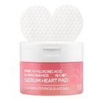 TENZERO drėkinamieji širdelės formos veido padeliai PINK HYALURONIC ACID NIACINAMIDE SERUM HEART PAD, 150g (50vnt)