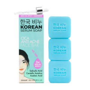 GREENLABEL valomasis veido muilas riebiai odai KOREAN SERUM SOAP CICA ANTI ACNE FACE BAR, 3x60g